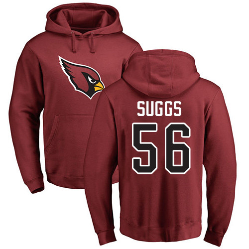 Arizona Cardinals Men Maroon Terrell Suggs Name And Number Logo NFL Football #56 Pullover Hoodie Sweatshirts